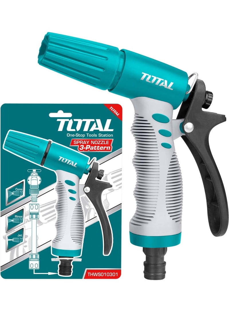 Total Plastic Trigger Nozzle THWS010301 – Adjustable 3-Way Spray (Cone, Jet, Rinse) – ABS High-Impact Body with TPR Soft Grip & Nylon Lever – Garden, Car, Household Use - Image 3